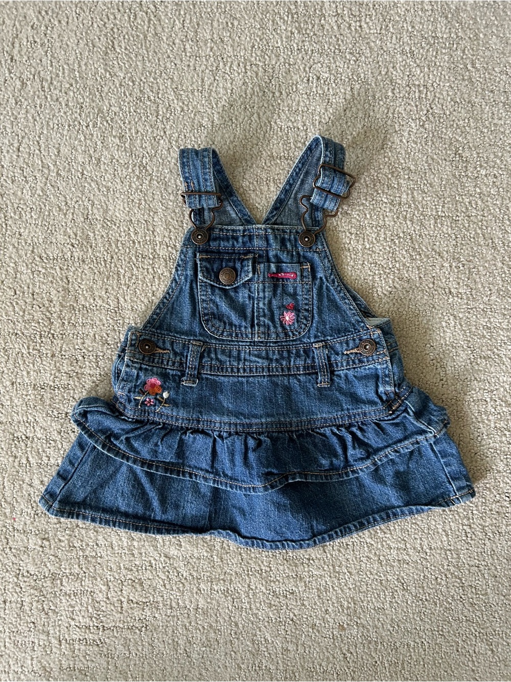 Oshkosh Y2K baby girl skirt overalls ruffle denim 9 months